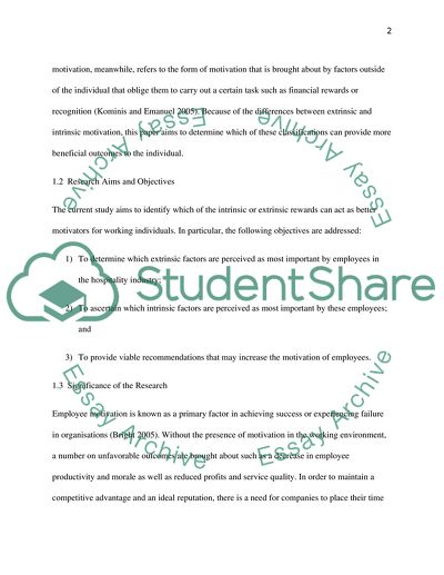 Extrinsic and Intrinsic Factors among Rank and File Employees in the Hospitality Industry