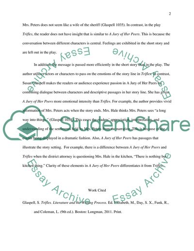 The Elements of Drama in Works of Susan Glaspell