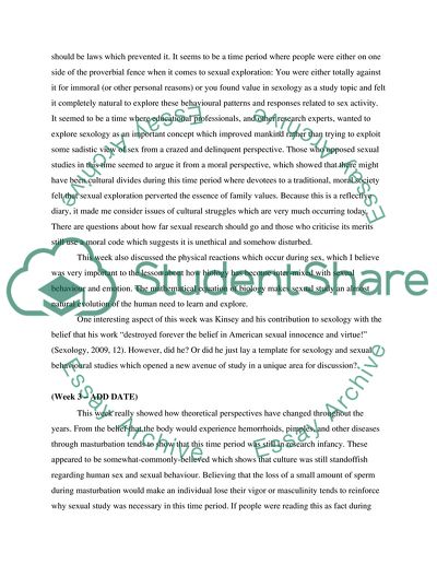 Sexualities and Sexology Diary