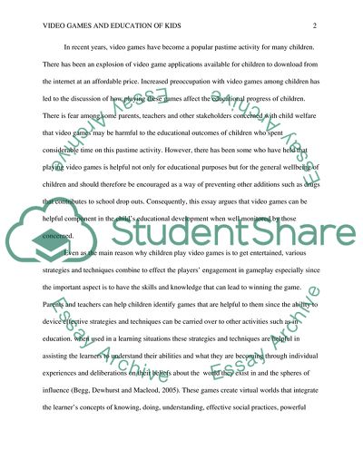 Are Video Games Harmful to the Education of Kids