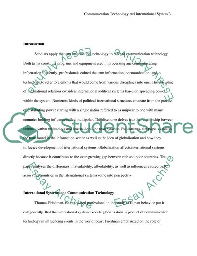 The Impact of Communication Technology on International System