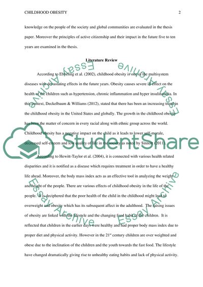The increasing trend of childhood obesity