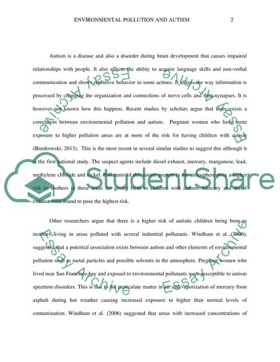 Relationship between Environmental Pollution and Autism