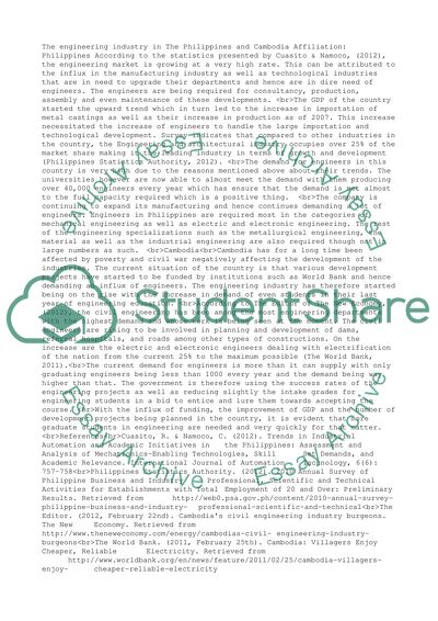 The engineering industry in The Philippines and Cambodia