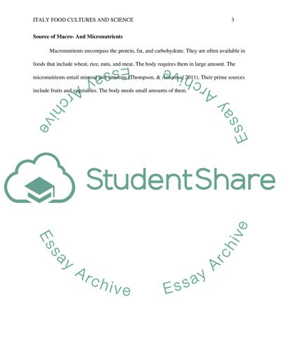 Italy Food Cultures and Science