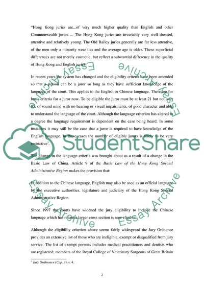 Jury System of Hong Kong