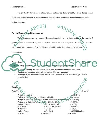 Determining the Formula of Hydrate