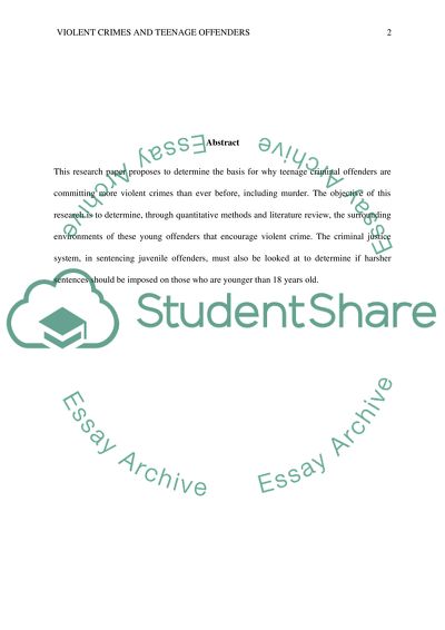 Basis for Violent Crimes Committed by Teenage Offenders