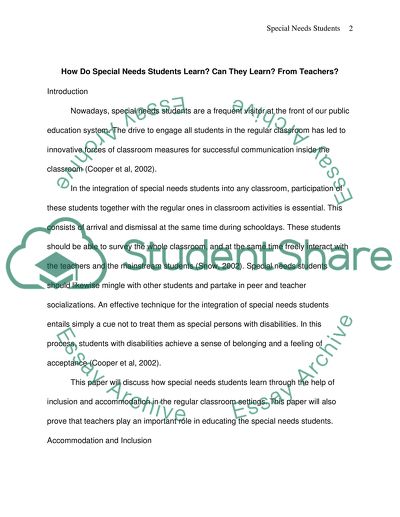 Special Needs Students