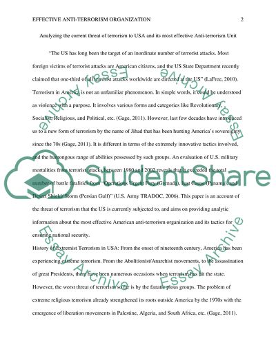 Effective anti-terrorist tactics/organizations