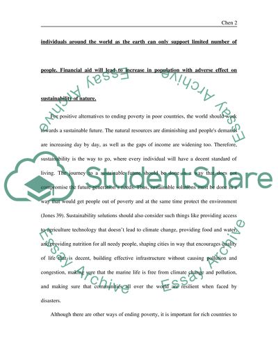 Will financially aid helping poor people lead to a sustainable future