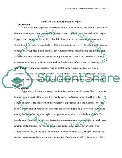 Water Provision Recommendation