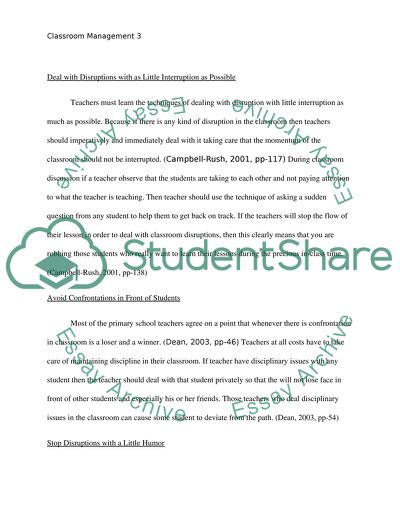 Management and Classroom Discipline