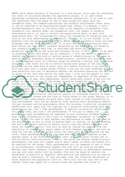 Applying ANOVA and Nonparametric Tests