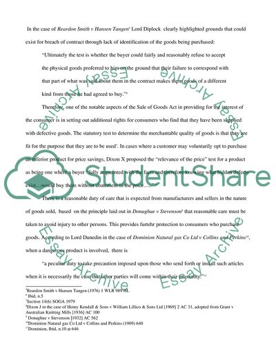 Rights of Consumers and the Sale of Goods Act