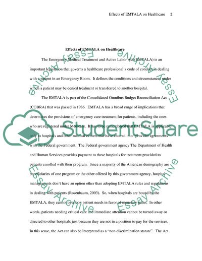 Effects of EMTALA on Healthcare