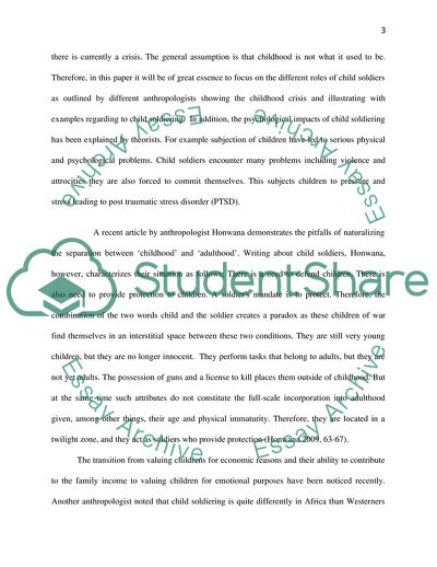 Children Roles as Child Soldiers