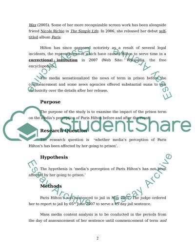 Medias Perception of Paris Hiltons Imprisonment