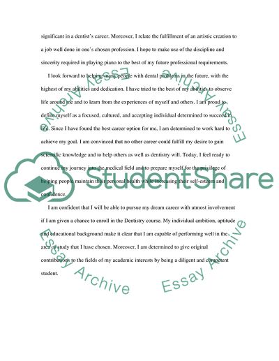 Dental school admission personal statement