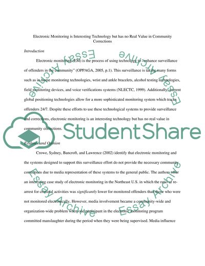 Electronic monitoring is interesting technology but has no real value in community corrections