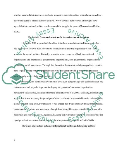 Critically analyse the proposition that Non-state actors are irrelevant to world politics