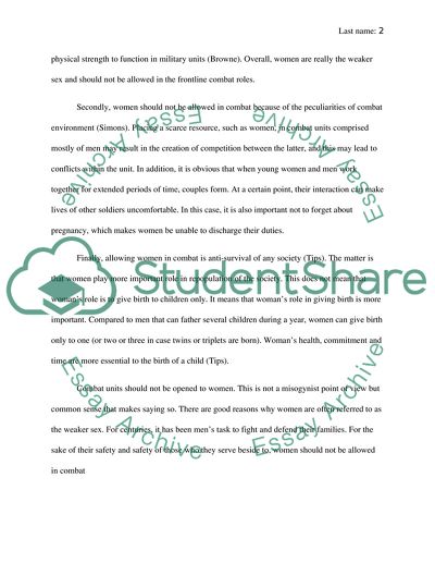 Should women be allowed in combat(arguing against the issue)