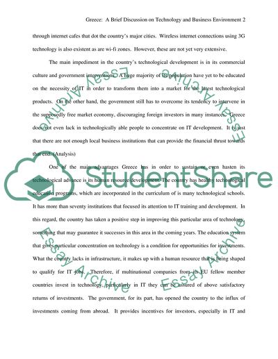 The Technological and Business Environment of Greece