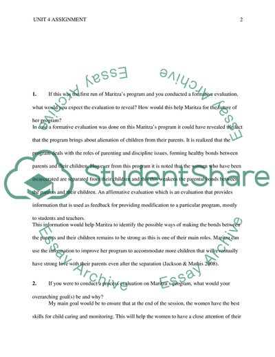 Process Evaluation of Maritzas Program