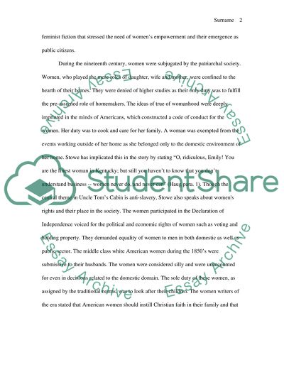 The Role of Women and Children in the Book Uncle Toms Cabin