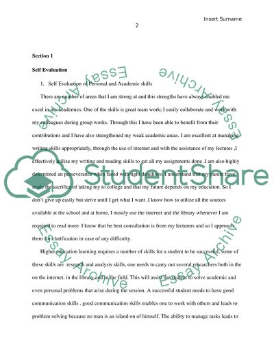 Self Evaluation of Personal and Academic Skills