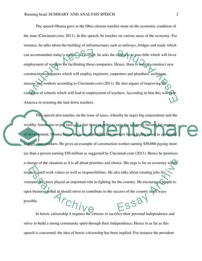 Summary and analysis speech