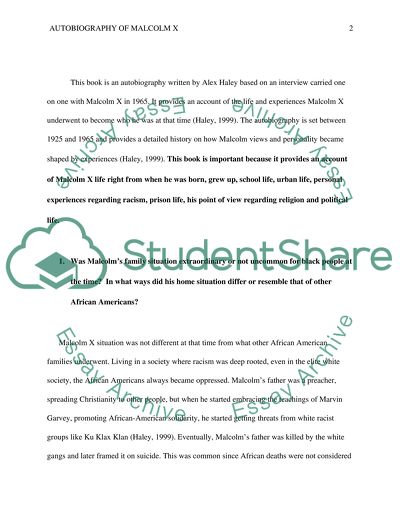 Analysis of Autobiography of Malcolm X Book by Alex Haley