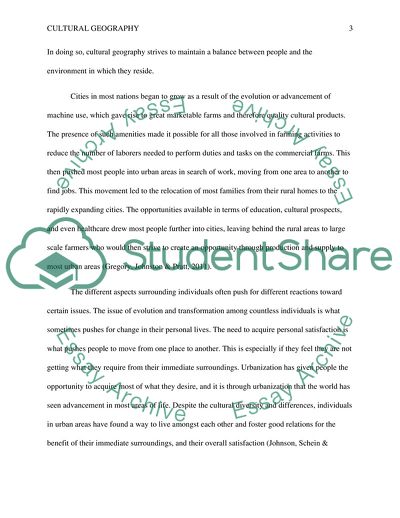 Connection between Cultural Geography and Urbanization