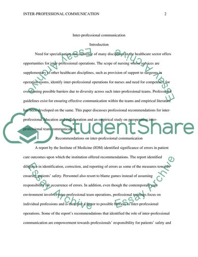 Interprofessional Communication and Collaboration