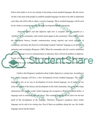 Fergusons Prediction about Arabic Diglossia