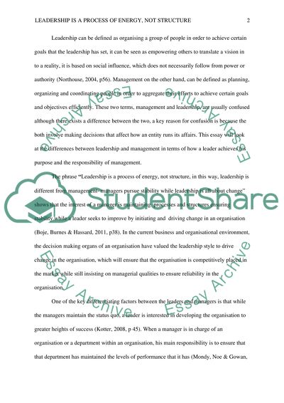 Leadership is a Process of Energy, Not Structures