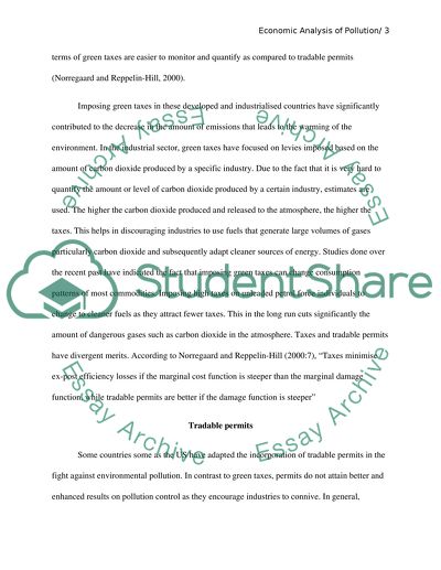 Economic Analysis of Pollution