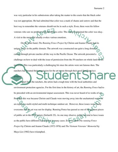 Written Assignments: Issues in Public Art