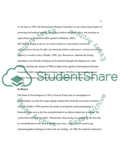 PEDs and International Sports Management