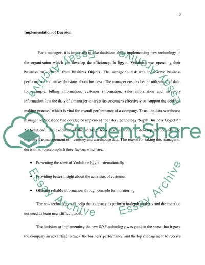 Taking Decisions About Implementing Technologies in the Organization