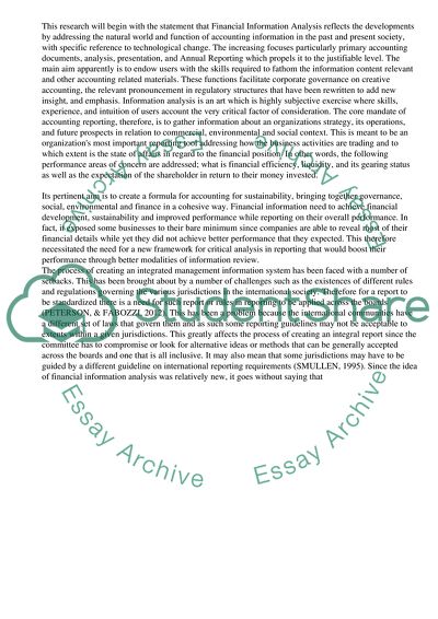 The nature of financial information analysis