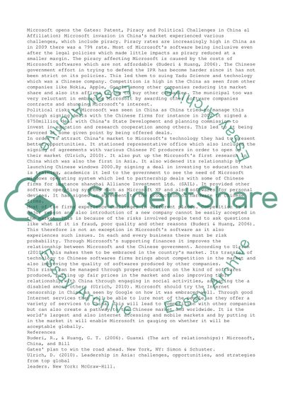 Microsoft: Patent, Piracy, and Political Challenges in China