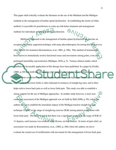 Spinal Dysfunction: Maitland and Mulligan