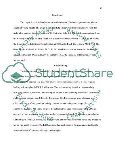 Life Space Crisis Intervention