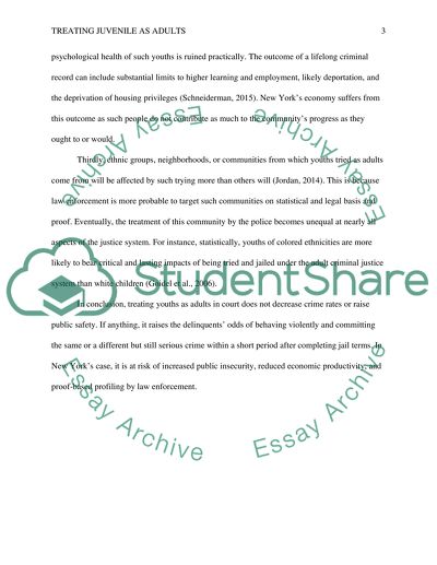 Treating Juvenile as adults Affects the Community