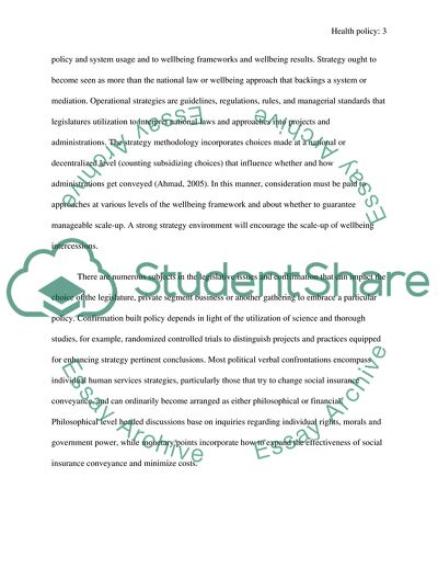 Policy Analysis, Healthy Lives and Obesity