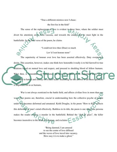 A Synthesis of the Themes in Selected Poems about War