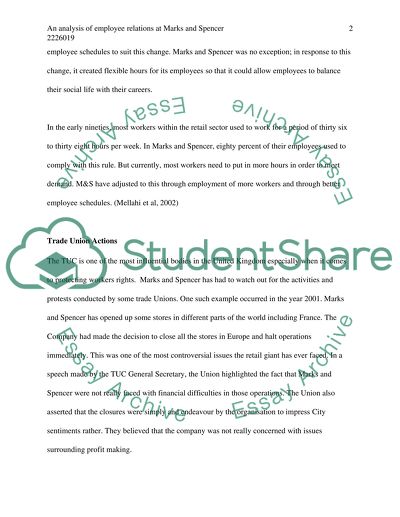 Employee Relations in Marks and Spencer