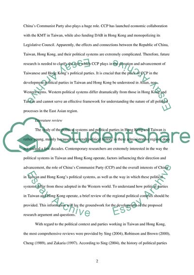 Future Political Party Improvements in Taiwan and Hong Kong