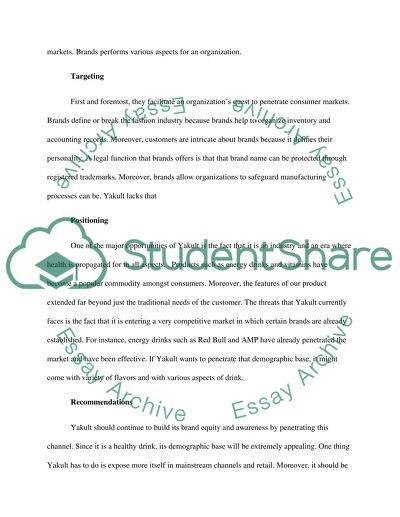 Marketing Strategy and Recommendations on Yakult Drink